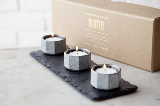 Slate and Steel Candle Trio