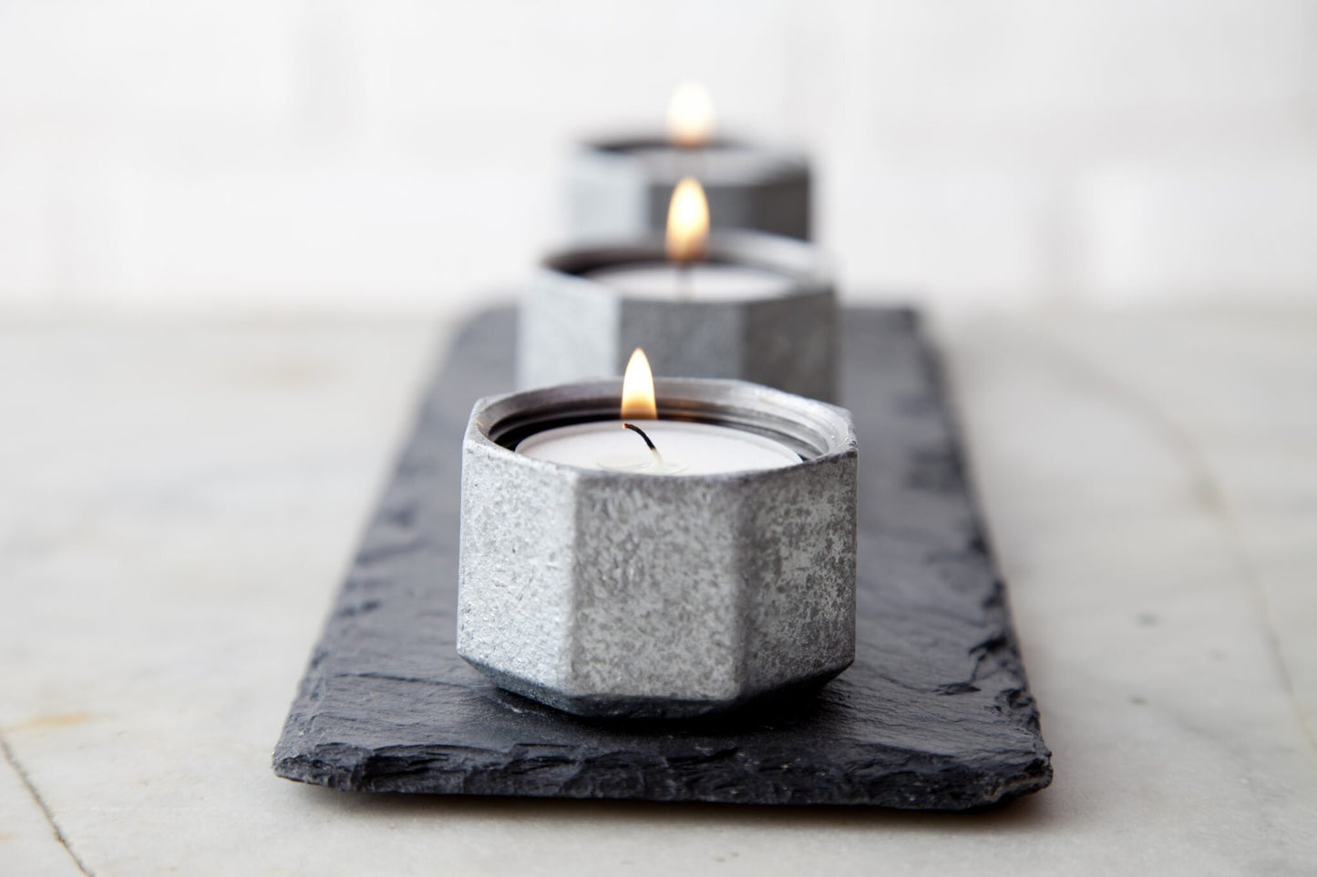 Slate and Steel Candle Trio