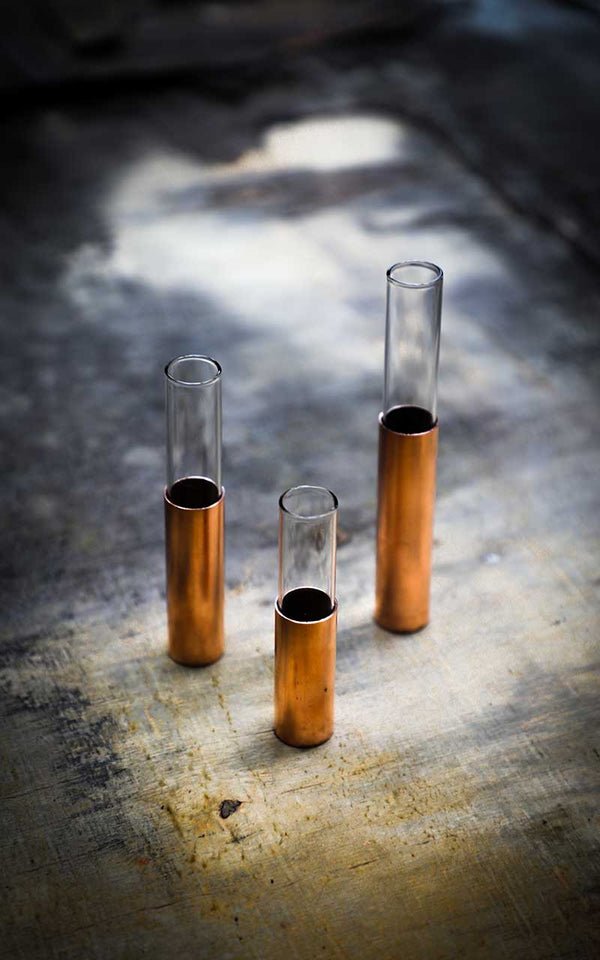 Copper Pipe Flower Bud Vase | Set of 3