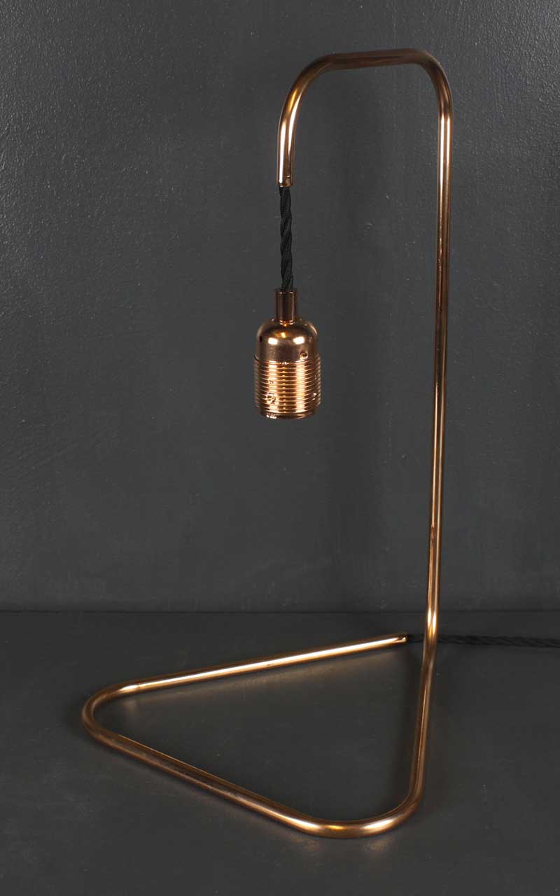 Large Triangular Based Copper Lamp