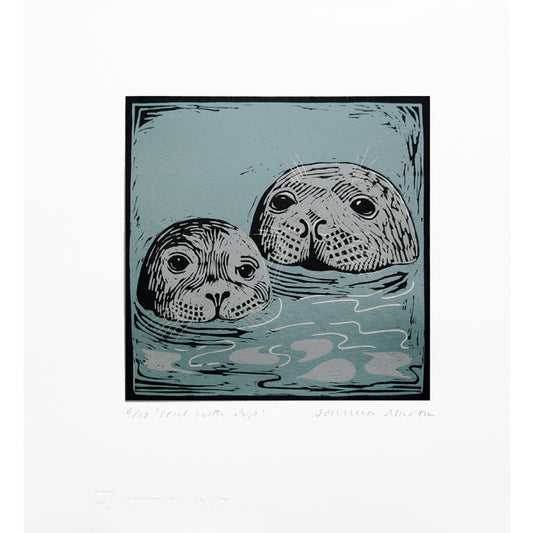 Lino Print- Seal with Pup