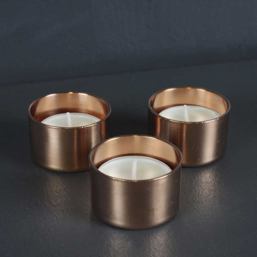 Copper Tea Light Holders | Set of 3