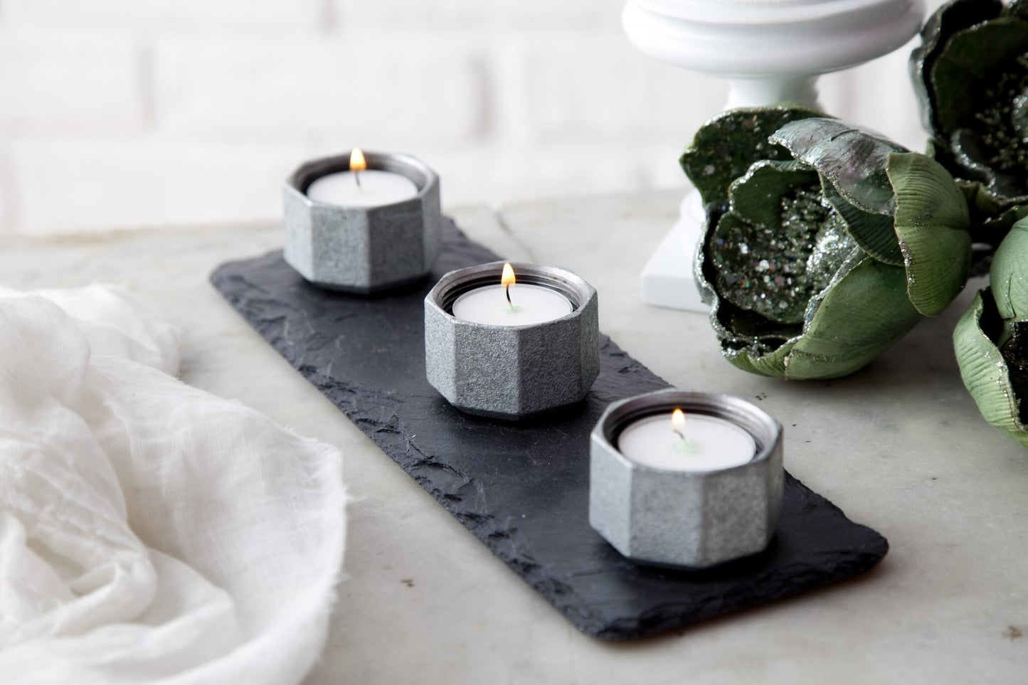 Slate and Steel Candle Trio